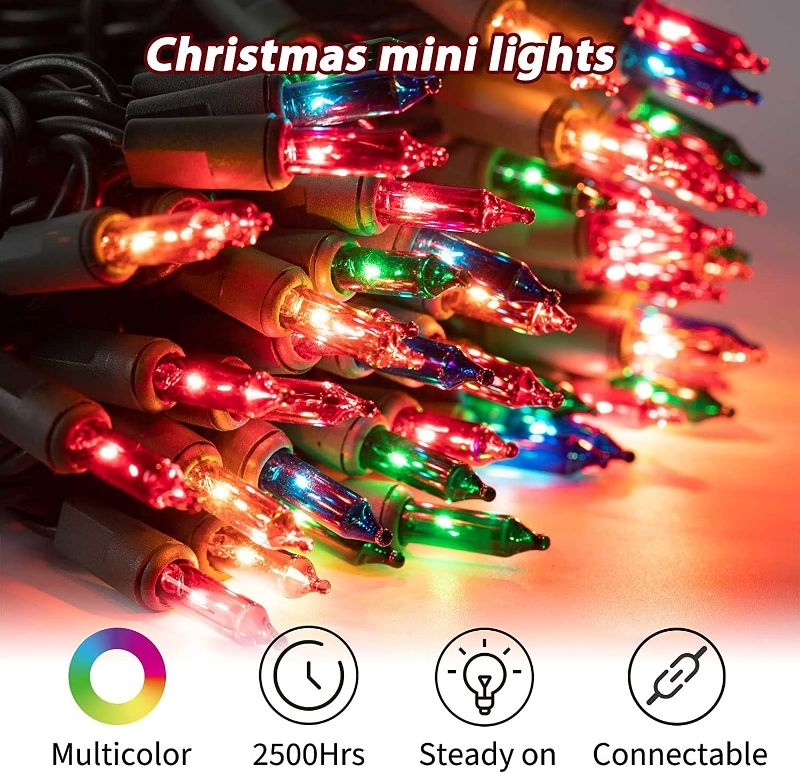 Photo 1 of Minetom 100 Counts Clear Christmas String Lights 26.5 Feet Warm Mini Lights Waterproof for Indoor Outdoor Patio Wreath Garden Wedding Party Thanksgiving Holiday Xmas Tree Decorations, Multicolored