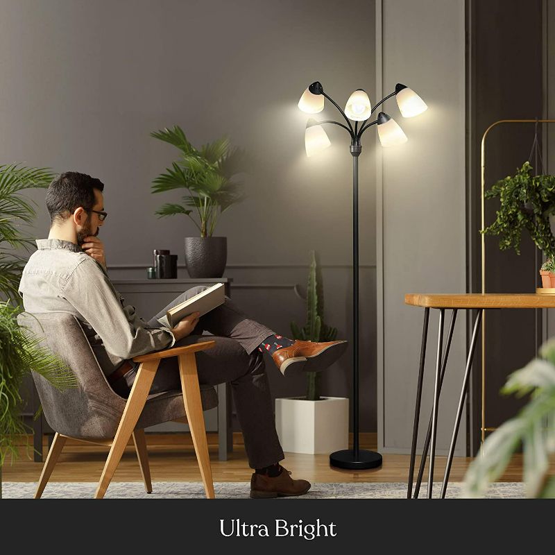 Photo 1 of Brightech Medusa LED Floor Lamp – Multi-Head Dimmable Floor Lamp for Living Rooms & Offices – Tall Lamp with Interchangeable Shades, Adjustable Standing Lamp for Bedroom Reading – Black