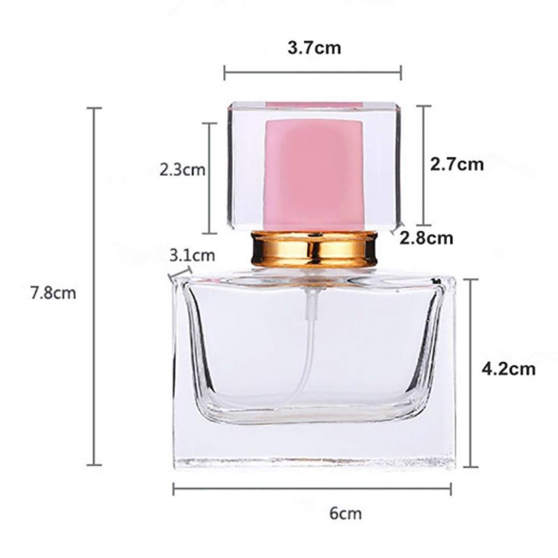 Photo 2 of Clear Refillable Perfume Bottle 1 oz Portable Square Glass Empty Atomizer Bottle with Spray Applicator