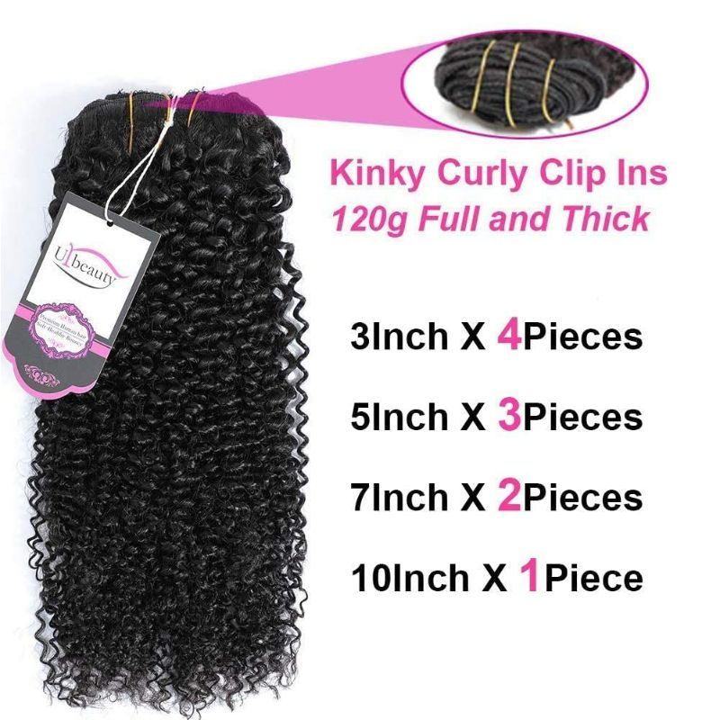 Photo 1 of Kinky Curly Clip In Hair Extensions for Black Women Human Hair, Urbeauty 10 inch Curly Hair Extensions Clip in Human Hair, 3c 4a Kinky Curly Hair Clip Ins for Women