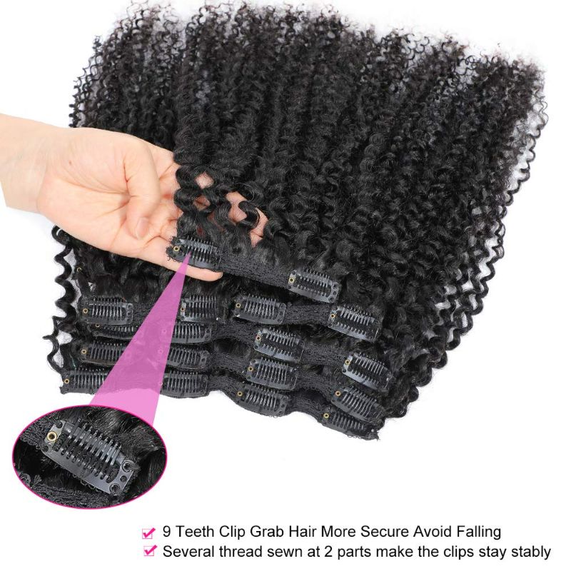 Photo 2 of Kinky Curly Clip In Hair Extensions for Black Women Human Hair, Urbeauty 10 inch Curly Hair Extensions Clip in Human Hair, 3c 4a Kinky Curly Hair Clip Ins for Women