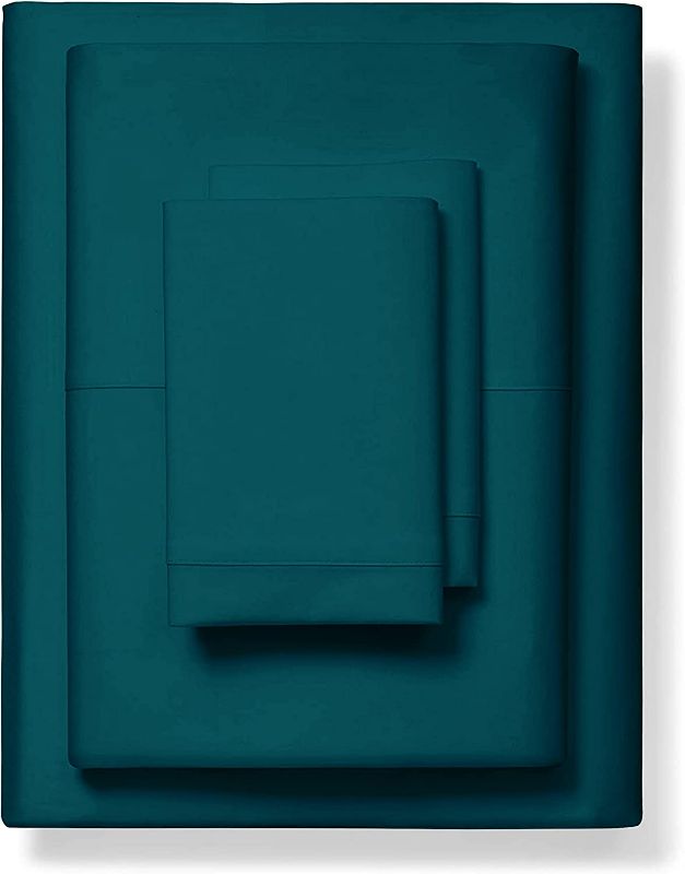 Photo 2 of 600 TC King Size Bed Sheet Set - 100% Cotton Sheets - Silky & Soft Like Egyptian Cotton - Fits Mattress Upto 18'' DEEP Pocket, Sateen Weave 4Pc Bed Sheets - Hotel Quality Cotton Sheets (Teal)
