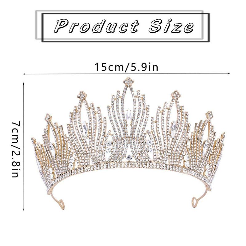 Photo 1 of Jeairts Baroque Crystal Tiaras and Crowns Gold Rhinestone Bride Wedding Queen Crown Decorative Bridal Hair Accessories for Women and Girls