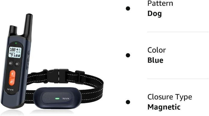 Photo 3 of NVK Shock Collar, Dog Training Collar with Remote for Medium Large Dogs, Rechargeable Dog Shock Collar with Shock, Vibration, Beeps Modes, IPX7 Waterproof, Range up to 1600Ft
