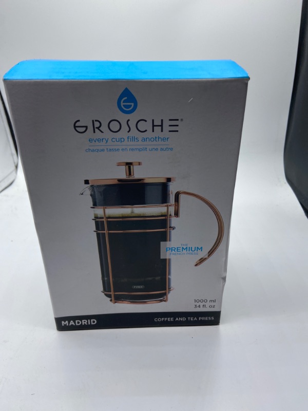 Photo 4 of  French Press Coffee Tea Maker, 304 Stainless Steel Coffee Press, Heat Resistant Thickened Borosilicate Glass, 21 Ounce, Copper