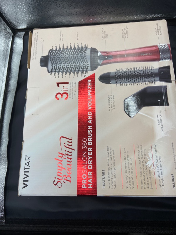 Photo 1 of Hair Dryer Brush Set, IG INGLAM 3 in 1 Blowout Brush, Negative Ion Detachable Hair Dryer & Styler Volumizer Hot Air Hair Dryer Brush with 2 Styling Brush Heads, Red