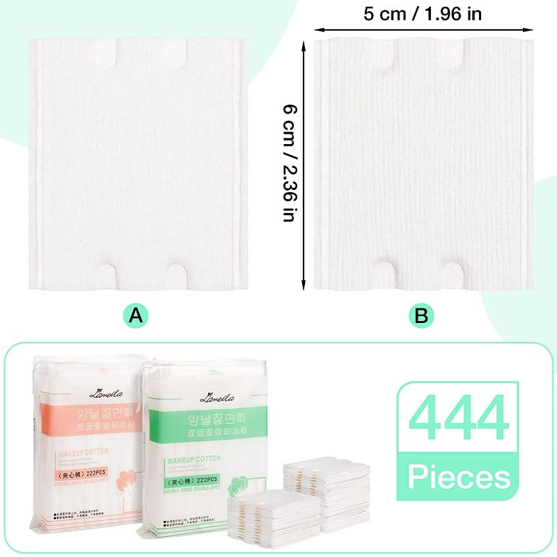 Photo 3 of Noverlife 444PCS Makeup Cotton Pads, Facial Eye Makeup Remover Pads, Natural Premium Square Cotton Puff, Double-Side Save Water Soft Gentle Makeup Tools