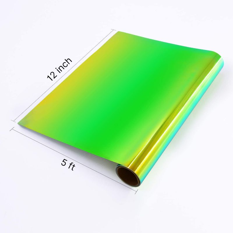 Photo 2 of Holographic Opal Vinyl roll 12" x 5ft,Permanent Vinyl,SHOYISI Permanen Adhesive,for All Kinds of Cutting Machines(Opal Fluorescent Green)