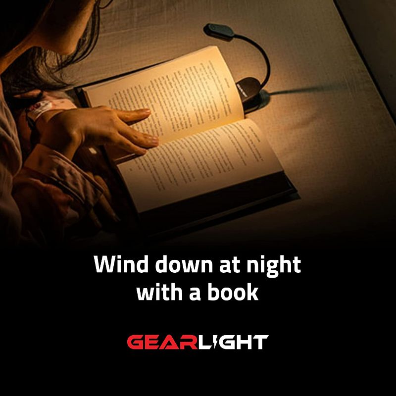 Photo 3 of GearLight NiteOwl Book Light for Reading in Bed - 2 Small, Rechargeable LED Clip on Lights with 3 Lamp Modes and 360-Degree Adjustable Neck to Read at Night?