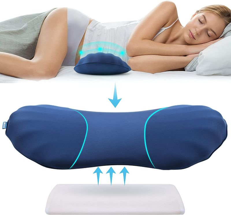 Photo 1 of RESTCLOUD Adjustable Lumbar Support Pillow for Sleeping Memory Foam Back Support Pillow for Lower Back Pain Relief, Back Pillow for Sleeping, Lumbar Support Pillow for Bed and Chair