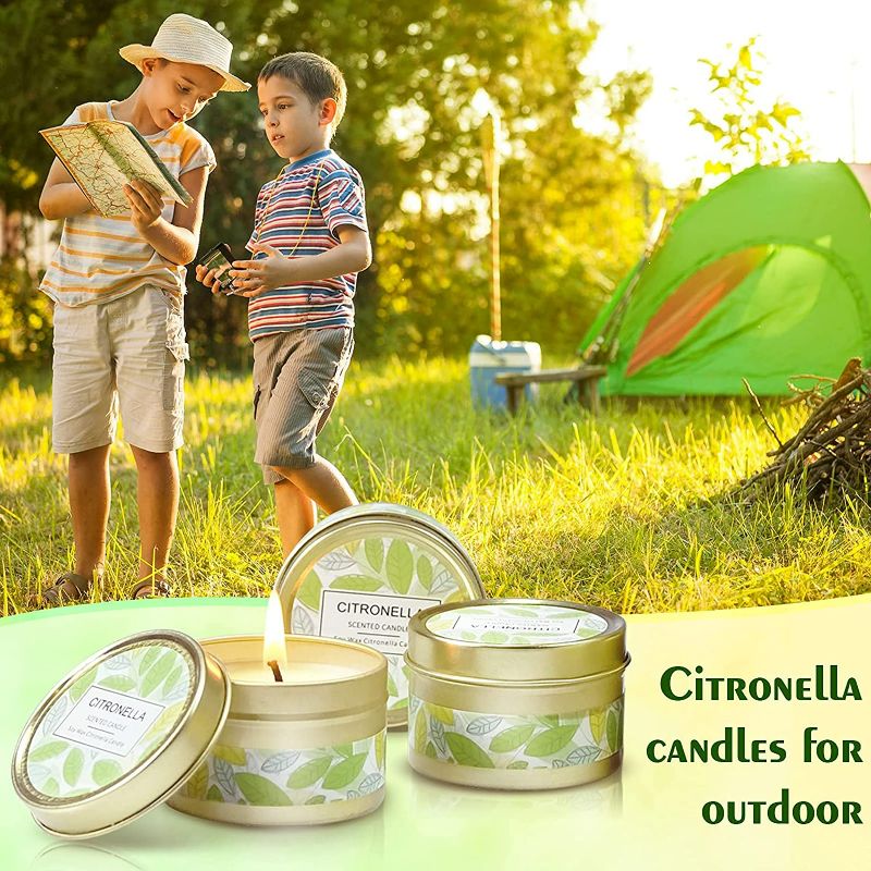 Photo 1 of Citronella Candles Outdoor, Scented Candles Natural Citronella Soy Wax Candles, Travel Tin Candle Set, Lemongrass Candles for Camping, Backyards, Indoor (6x2.5oz) 2 Pack