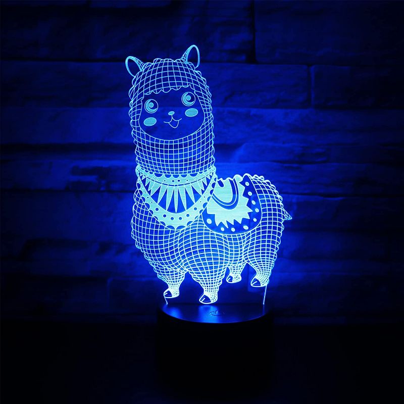 Photo 2 of Hguangs Llama Lamp Desk Table Light Gifts 3D Optical Illusion Night Light for Llama Toys 7 Colors Changing Touch Control Home Decoration