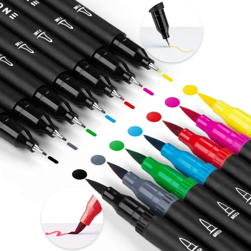 Photo 3 of Mogyann Coloring Markers for Adult 100 Colors Dual Tip Brush Pens with Fine Tip and Brush Tip for Coloring and Calligraphy Drawing