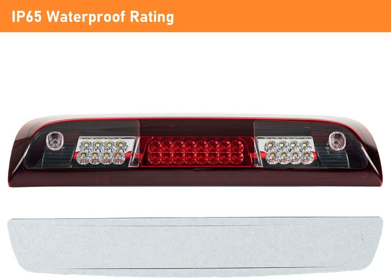 Photo 2 of NPAUTO LED Third 3rd Brake Light Cargo Lamp Replacement for 2014 2015 2016 2017 2018 Chevy Silverado/GMC Sierra 1500 2500HD 3500HD, High Mount Stop Light Assembly, Red Lens