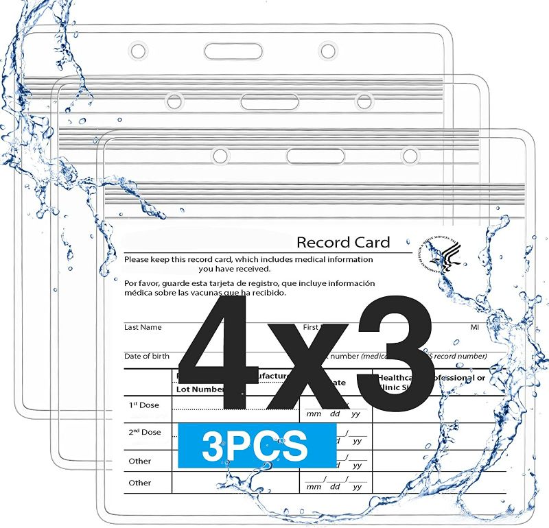 Photo 1 of 12 Pack Clear Card Protector 4×3" Horizontal Card Sleeve, Sooez PVC Card Holder w 3 Lanyard Slots 1 Resealable Zip, Durable Waterproof, ID Card Pouch Name Tag Badge Holder