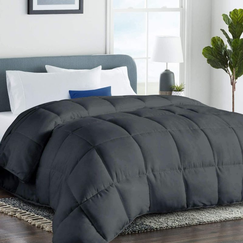 Photo 2 of COHOME King 2100 Series Down Alternative Comforter - Quilted Duvet Insert with Corner Tabs All-Season - Soft Warm Luxury Hotel Comforter - Reversible - Machine Washable - Dark Grey