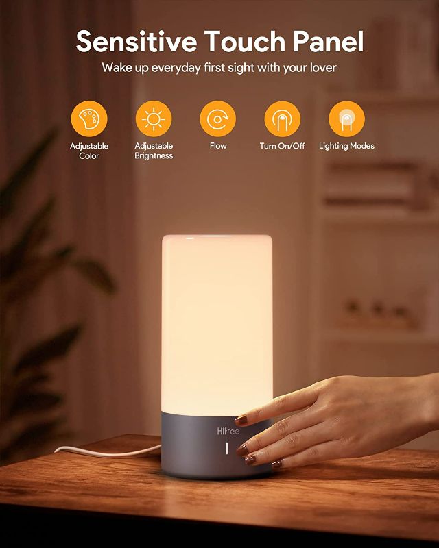 Photo 2 of Touch Night Light Lamp, Nursery Night Light for kids,16 RGB Colors Changing Lamp for Bedroom, Rechargeable Smart Touch Desk Lamp for Living Room Home Nightstand Light(Grey)