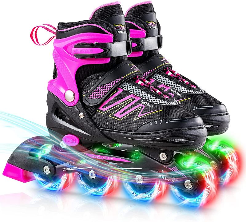 Photo 1 of Hiboy Adjustable Inline Skates with All Light up Wheels, Outdoor & Indoor Illuminating Roller Skates for Boys, Girls, Beginners