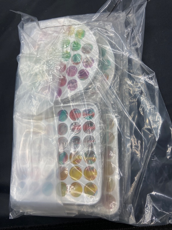 Photo 3 of xiweeui 2Pcs Plastic Pop Fidget Toys, Rainbow Mixed Silicone Bubble Pop Fidget Sensory Toys Puzzle, Develop Intelligence Decompression 2 Pack
