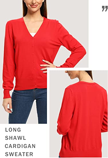 Photo 3 of Women's Lightweight V Neck Cardigan Sweater Open Front Button Down Long Sleeve