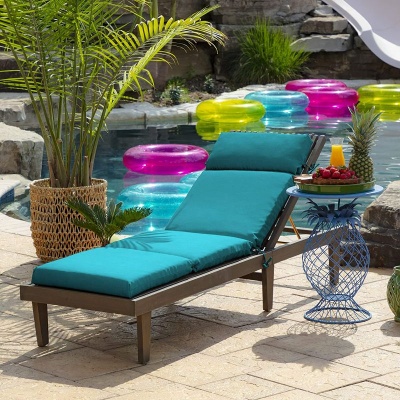 Photo 2 of Arden Selections Outdoor Chaise Lounge Cushion 72 x 21, Lake Blue Leala