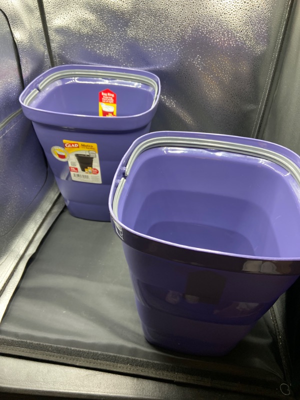 Photo 1 of Glad Metro Plastic Waste Bin – 11L, Square with Bag Ring, Purple 2 Pack 
