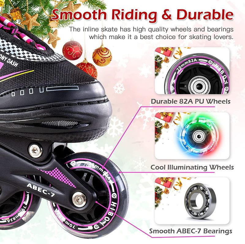 Photo 3 of Hiboy Adjustable Inline Skates with All Light up Wheels, Outdoor & Indoor Illuminating Roller Skates for Boys, Girls, Beginners