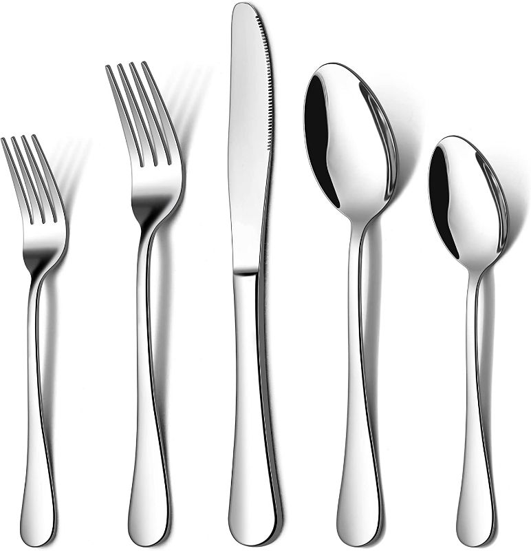 Photo 2 of LIANYU 20 Piece Silverware Flatware Cutlery Set, Stainless Steel Utensils Service for 4, Include Knife Fork Spoon, Mirror Polished, Dishwasher Safe