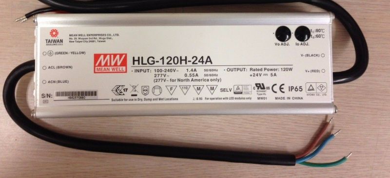 Photo 1 of MEAN WELL LED Driver Single Output Switching Power Supply 120 Watt 24V @ 5A A Model, 120 Watt - HLG-120H-24A