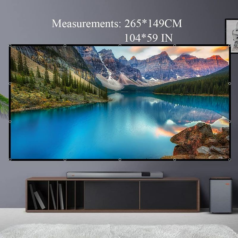 Photo 2 of Projector Screen, 120 inch Portable Foldable Projection Screen 16:9 HD 4K Indoor Outdoor Projector Movies Screen with Carrying Bag for Home Theater Camping and Recreational Events