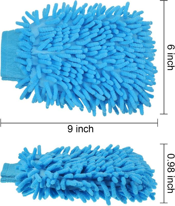 Photo 2 of BBTO 4 Pieces Car Wash Mitts Chenille Microfiber Wash Glove Double Sided Scratch-Free Wash Mitt, 4 Colors