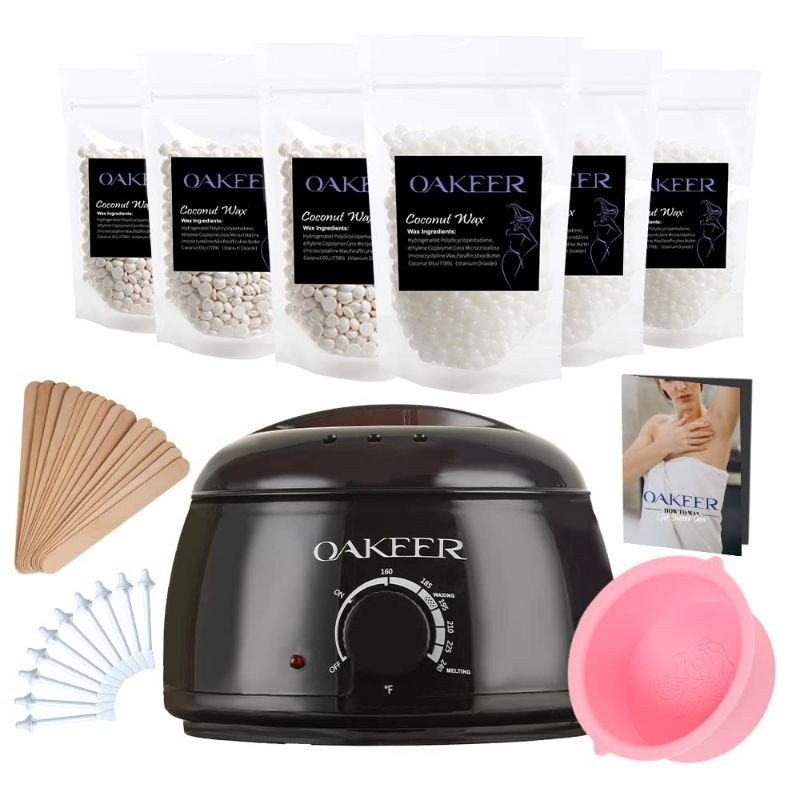 Photo 1 of Oakeer 2023 Update Wax Beans Waxing Kit Hair Removal with 6 Bags Pro Ice Cream Wax Beans for Fine Hair Removal for Women Arms Facial Eyebrow Lips