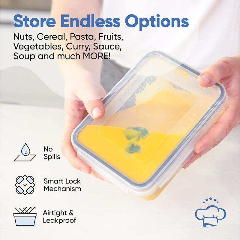 Photo 1 of Chef's Path 32 Piece Food Storage Containers Set with Easy Snap Lids (16 Lids + 16 Containers) - Airtight Plastic Containers for Pantry & Kitchen Organization - BPA-Free with Free Labels & Marker