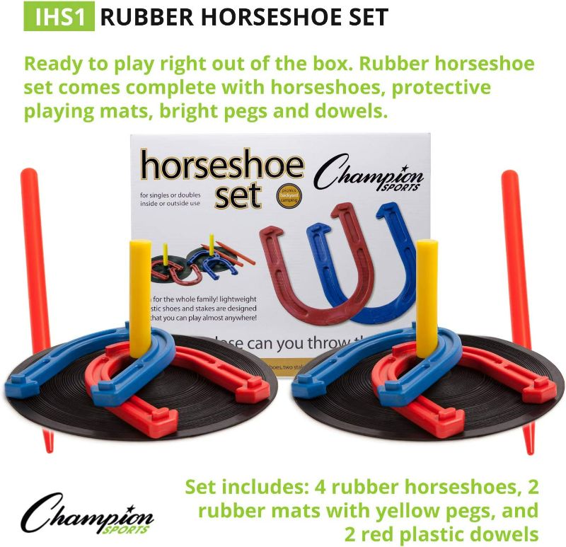 Photo 2 of Champion Sports Indoor/Outdoor Horseshoe Set Red