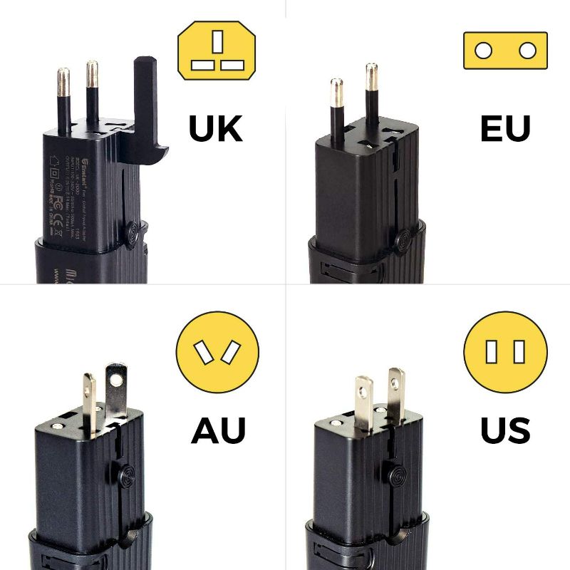 Photo 3 of Evo-International Travel Adapter Universal Small, All in one Plug USB Charger, USB Wall Charger Adapter, Dual USB Charging Ports for US EU UK AUS European Cell Phone Laptop