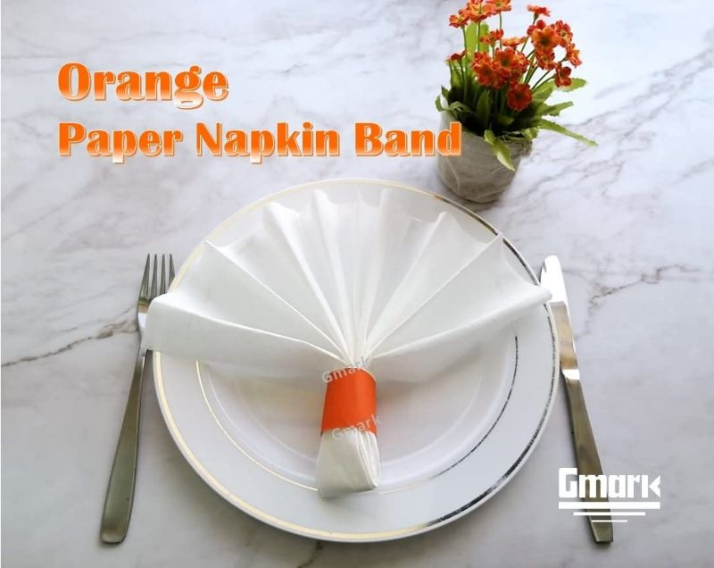 Photo 2 of Gmark Paper Napkin Band Box of 500 (Orange), Paper napkin rings self adhesive GM1061A