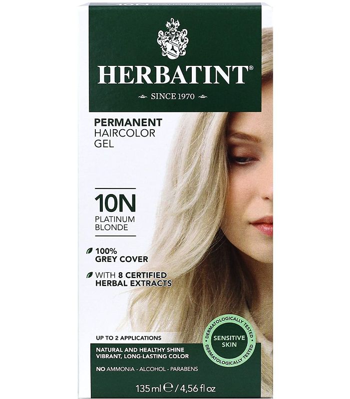 Photo 1 of Herbatint Permanent Haircolor Gel, 10N Platinum Blonde, Alcohol Free, Vegan, 100% Grey Coverage - 4.56 oz