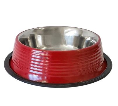 Photo 1 of Jojo Modern Pets Ribbed No Tip Non Skid Bowl Merlot Red 16oz