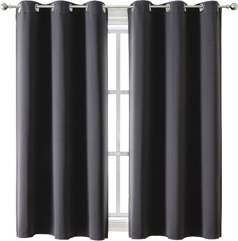 Photo 1 of ChrisDowa Grommet Blackout Curtains for Bedroom and Living Room - 2 Panels Set Thermal Insulated Room Darkening Curtains (Dark Grey, 42 x 63 Inch)