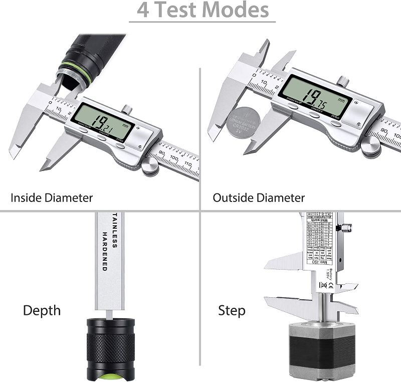 Photo 3 of Proster Digital Vernier Caliper 6inch/150mm + 32 Feeler Gauges Dial Calipers Electronic Caliper Fractions/Inch/Metric Calipers Measuring Tool for Length Width Depth Inner/Outer Diameter