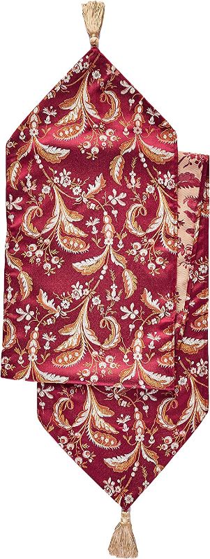 Photo 1 of  Luxury Damask 13" X 70" Burgundy Table Runner