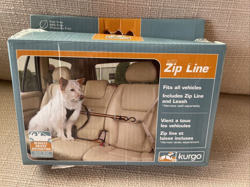 Photo 1 of  Zipline for Dogs, Adjustable Dog Safety Belt Leash, Pet Seat Belt Tether, Reduce Distracted Driving, Includes Zip Line, Leash and Carabiner Clips, 6 feet