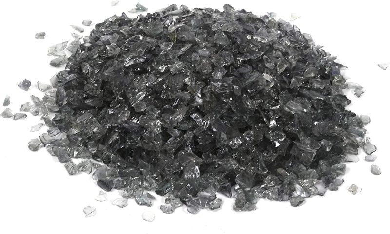 Photo 1 of Alan Stone High Luster Reflective Fire Glass Gravel,Fire Gems,Fire Drops,Fire Glass Pebbles Stones Beads Chips for Fire Pit Fish Tank Aquarium Garden,3-6mm 305g/0.67lb (Grey)