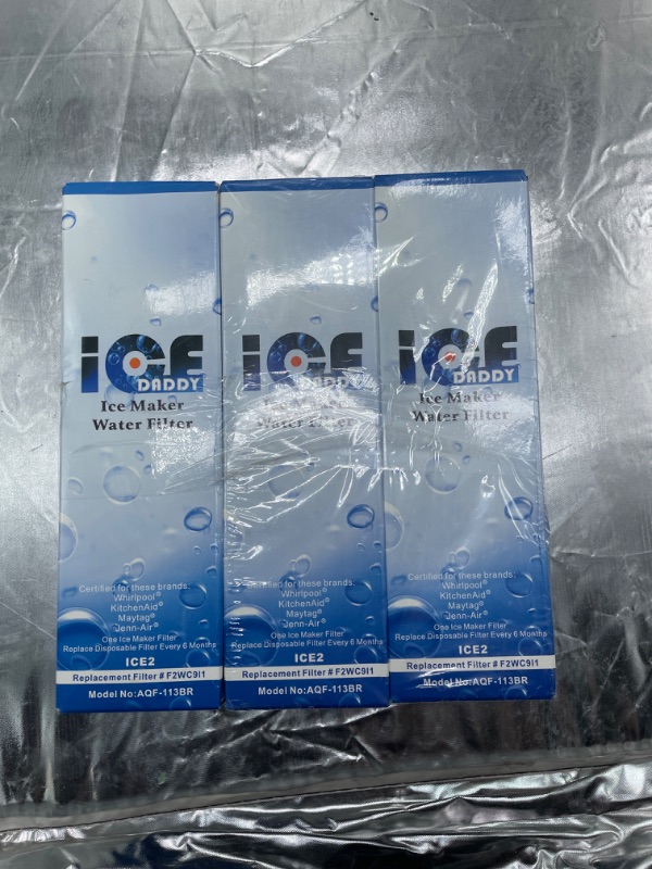 Photo 1 of Lot of 2 IceDaddy Ice Maker Water Filter AQF-113BR #F2WC9l1