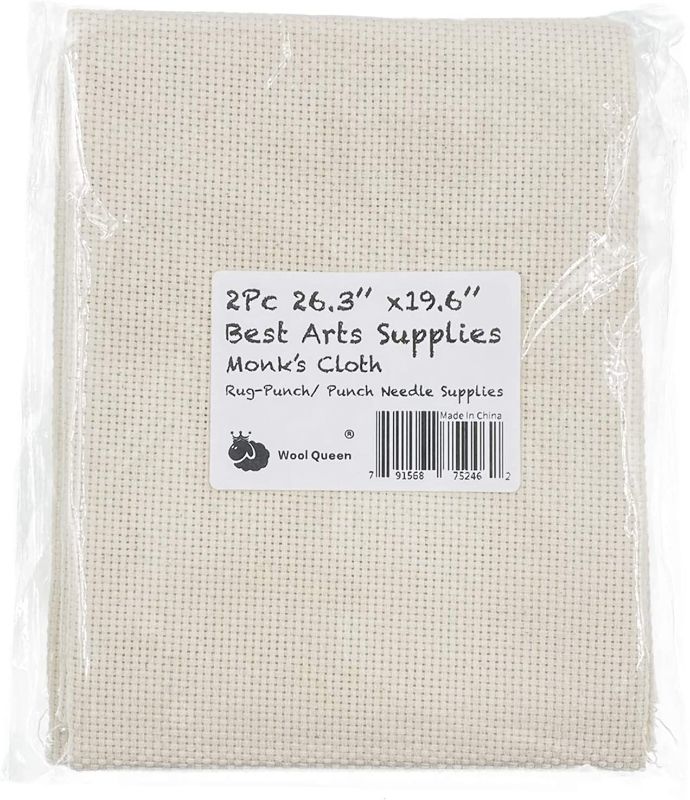 Photo 1 of Wool Queen 2Pc 26.3''x19.6'' Needlework Fabric Monk's Cloth for Rug-Punch/Punch Needle