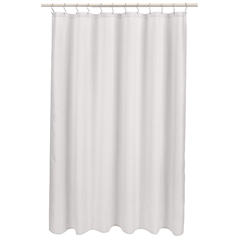 Photo 1 of Amazon Basics Linen Style Bathroom Shower Curtain - Light Grey, 72 Inch