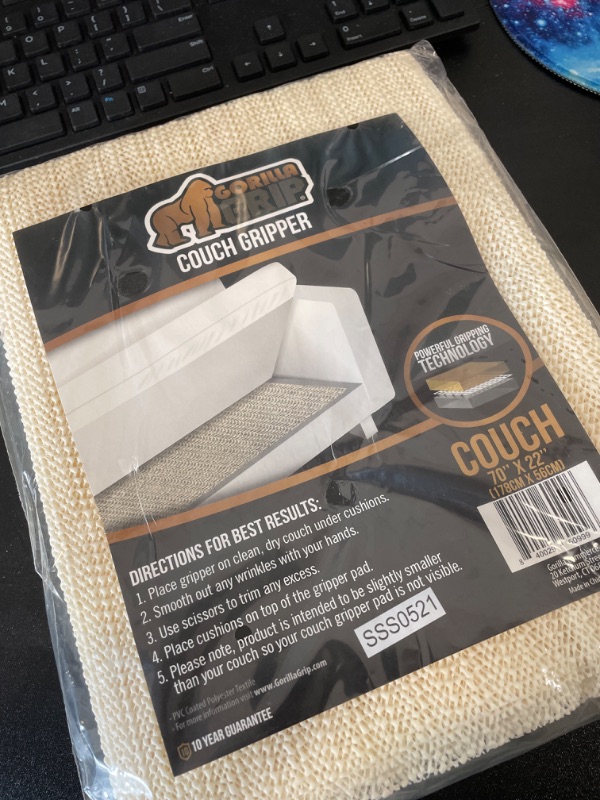 Photo 2 of Gorilla Grip Original Mattress Slide Stopper and Gripper, Couch, Keep Bed and Topper Pad from Sliding for Sofa, Beds, Chair Cushion, Mattresses, Easy Trim, Slip Resistant, Grips Helps Stop Slipping 1 Couch (22" X 70")