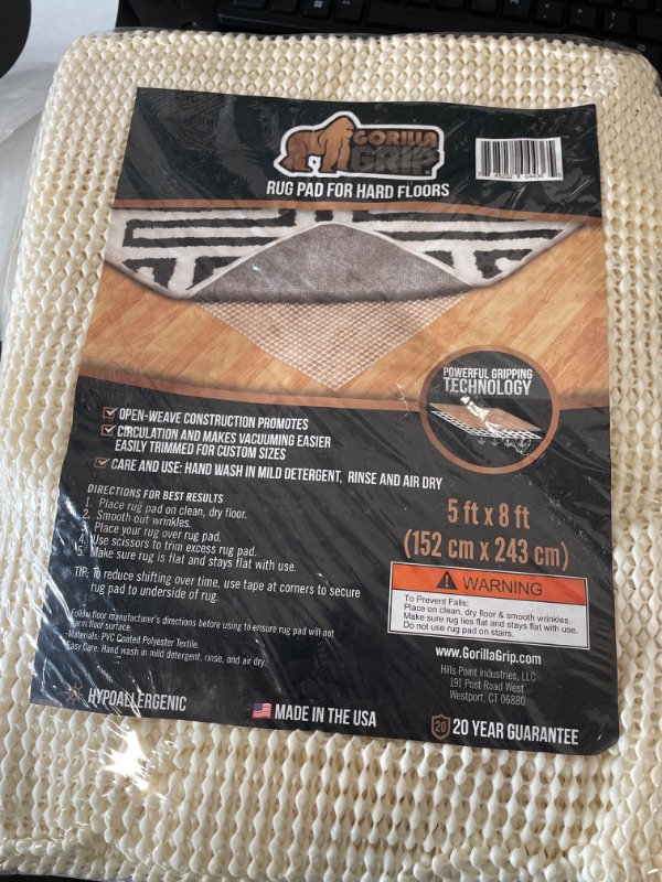 Photo 2 of Gorilla Grip Area Rug Pad and Fluffy Area Rug, Rug Pad is Size 5x8, for Hard Floors, Fluffy Rug is Size 5x8 in Midnight Blue, 2 Item Bundle