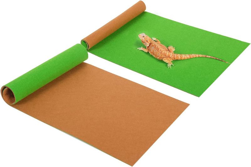 Photo 1 of REPTI ZOO Reversible Reptile Carpet Pack of 2PCS, Terrarium Substrate Bedding Liner (11 in X 29 in) for 8/10/12/15/20 Gallon Tanks, Both Sides Usable Reptile Floor Mat