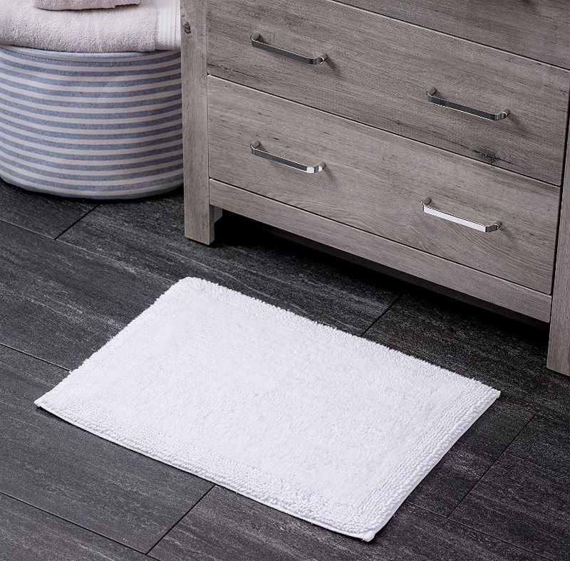 Photo 1 of Cotton Bath Mat Rug - Luxurious - Soft & Thick - Highly Absorbent - Hotel Spa Bathroom Collection - 17"x 24" - White